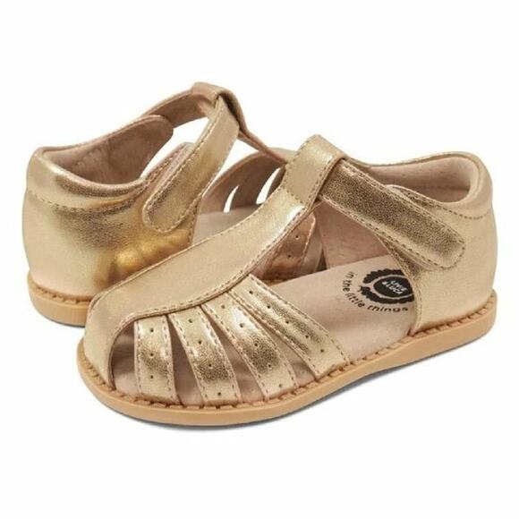 Livie & Luca Paz Gold Metallic Leather Sandals – Girls Size 11 - Picture 1 of 7